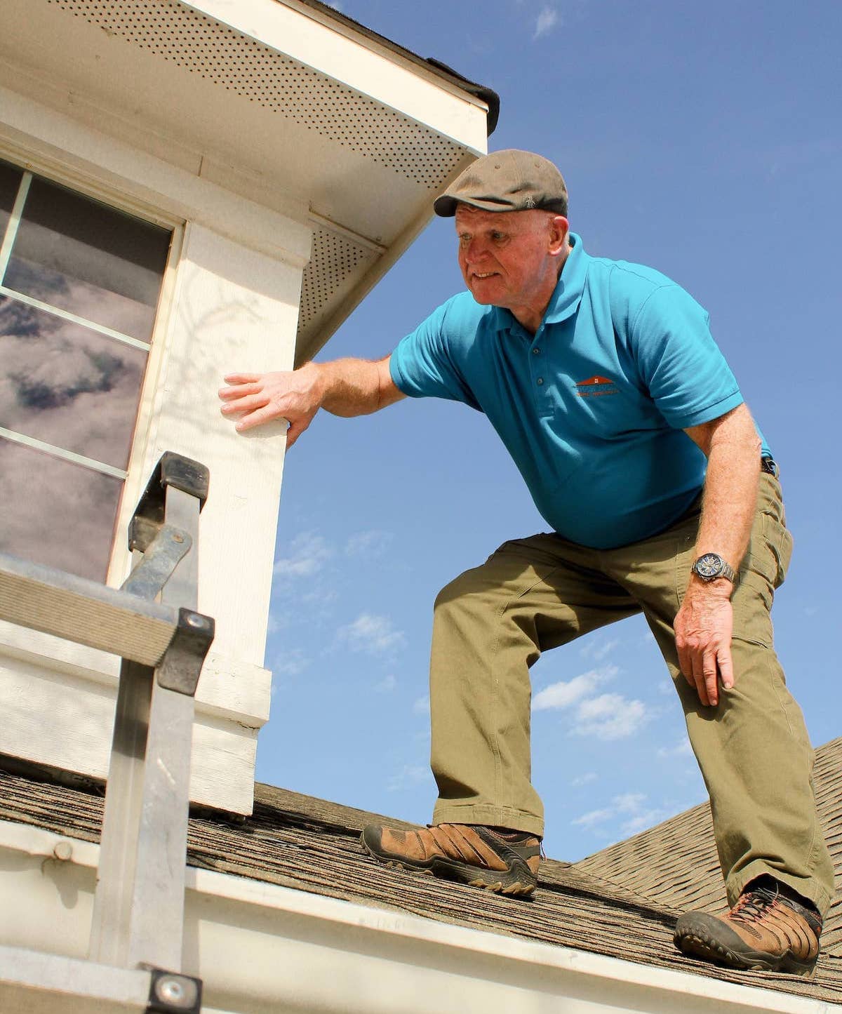 Home Inspector Rocky Cleveland on roof